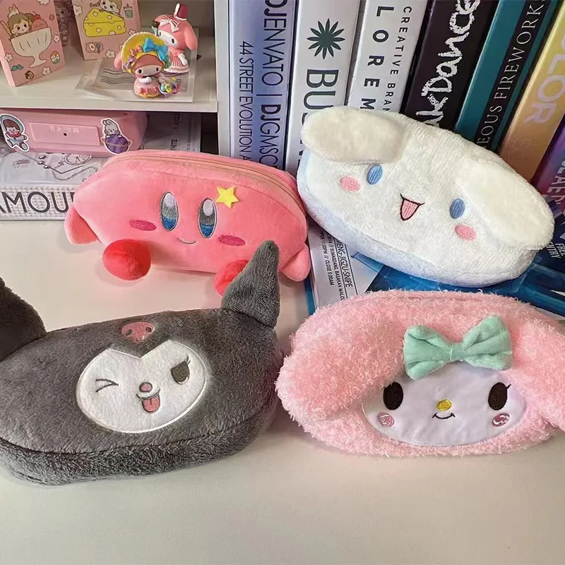 Kawaii Sanrio Plush Stationery Bag Cartoon Kuromi My Melody Cinnamoroll School Supplies Pencil Case Coin Purse Cosmetic Bag Gift