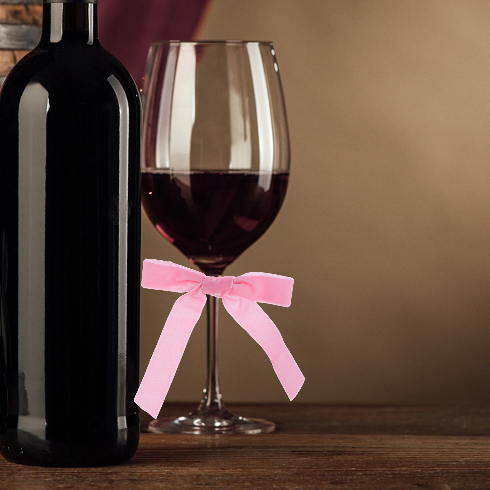 

12pcs Decorative Tags Pink Bow Drink Markers Reusable Fabric Bows For Glasses Christmas Wedding Party Holiday Indoor Decor