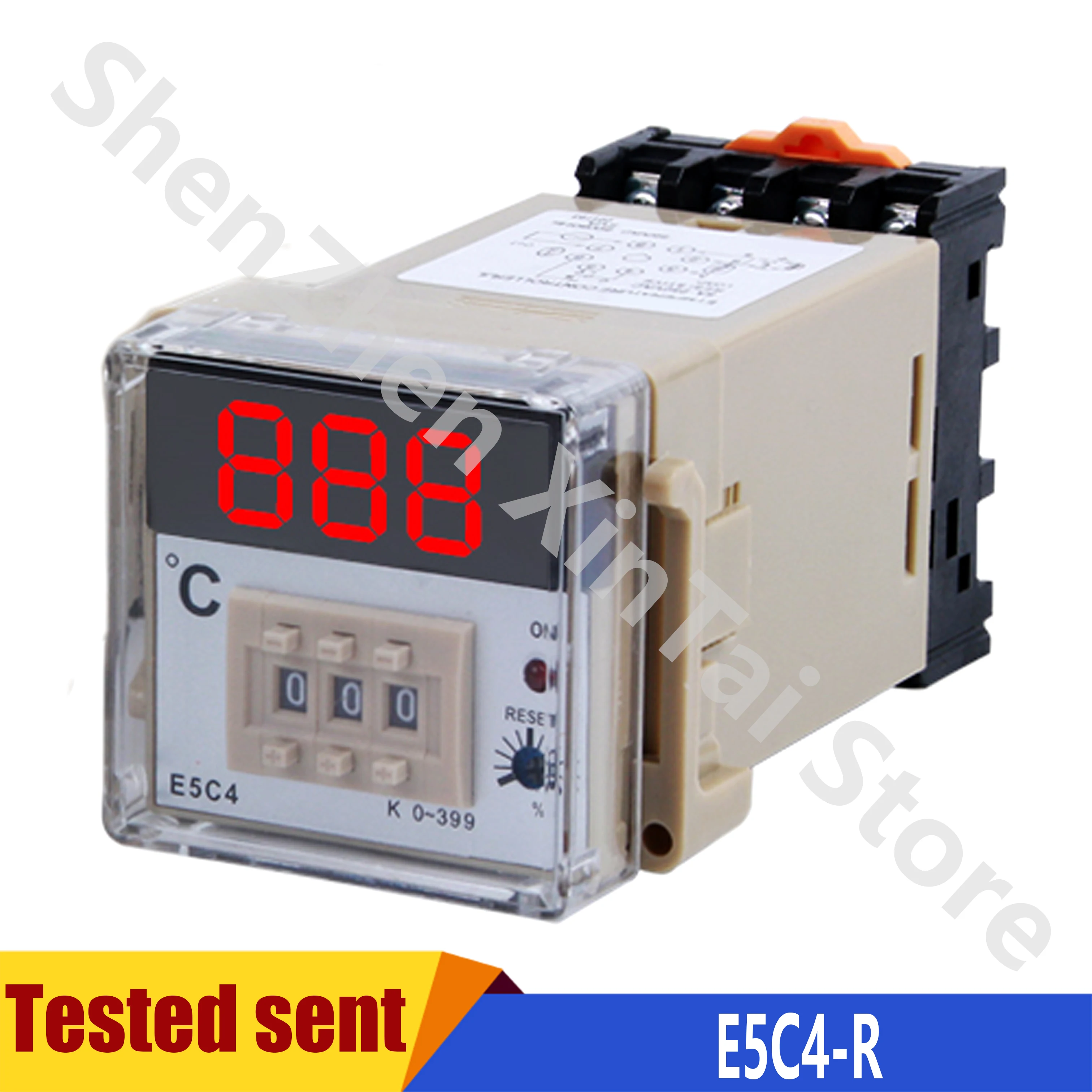 

E5C4-R AC220V Digital Temperature Controller Sensor Meter K Type 0-399 Centigrade with Base