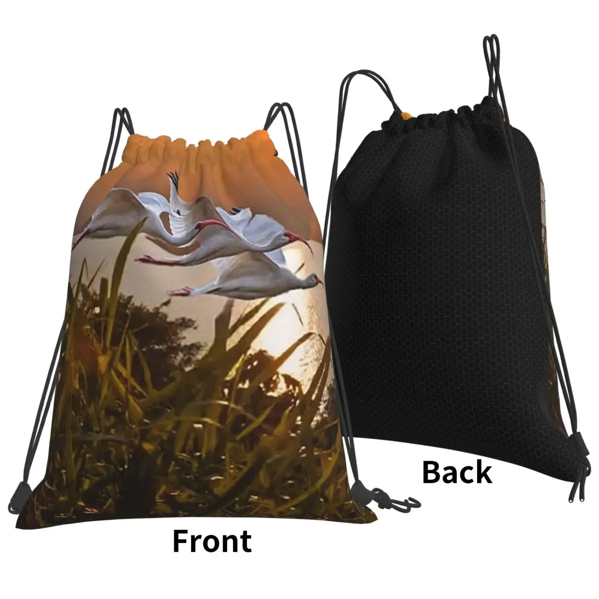 Ibis Flight Backpacks Casual Drawstring Bags Storage Bag Book Bags for Travel Students