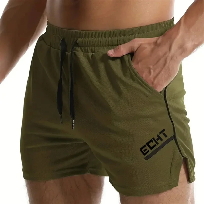 Calções Esportivos Respirável de Secagem Rápida Masculina, Fitness, Corrida, Corrida, Moletom de Treino, Malha, Praia, Verão, 2022