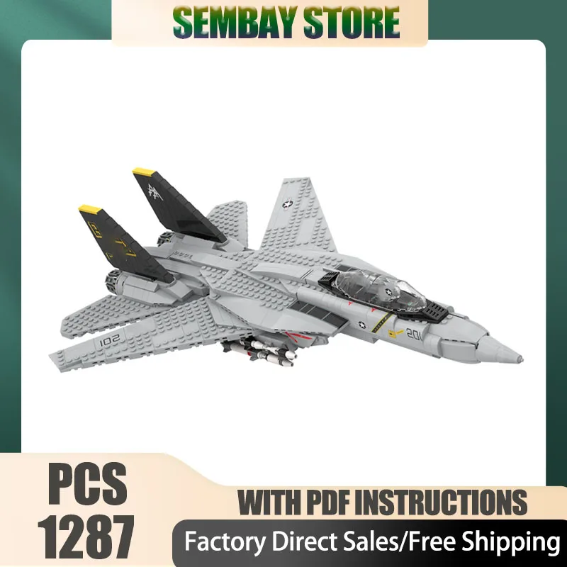 

Fighter Model Moc Building Bricks Modular F14 Swept Wing Fighter Jet Technology Blocks Christmas DIY Toy Construction Gifts