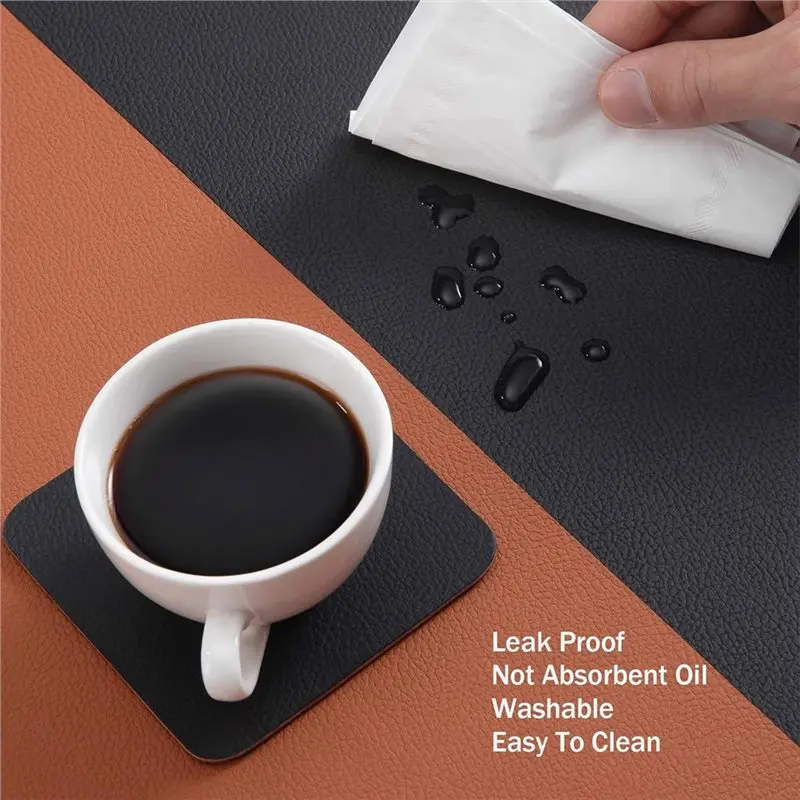 A96K-Heat Insulation 4PCS Double-Sided Placemat Set With Coasters PC Non-Slip Washable 43X30cm