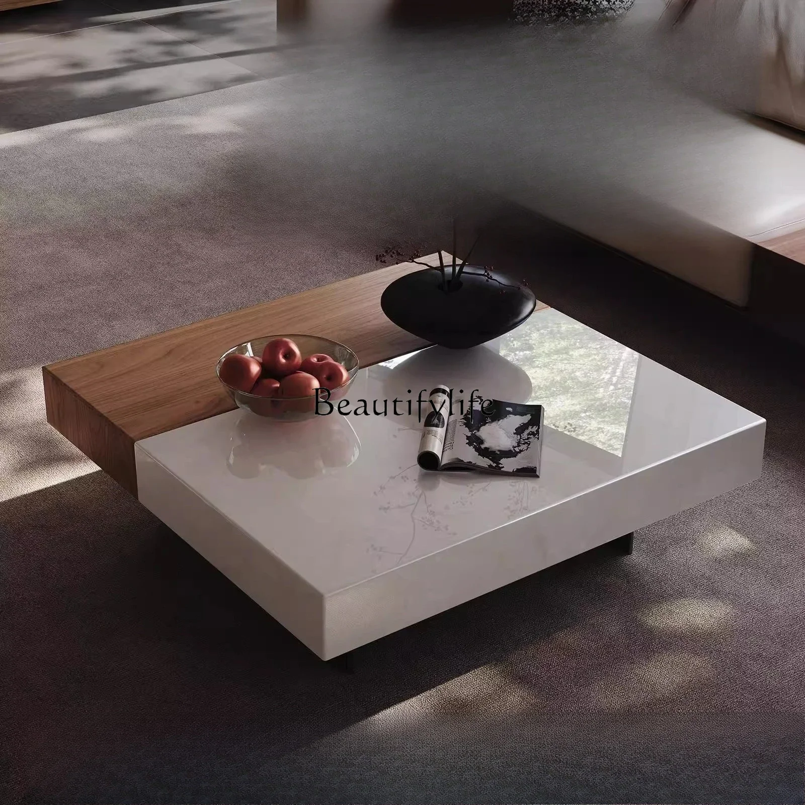 

yj7 Natural Marble Coffee Table Vintage Style High-End Square Italian Design