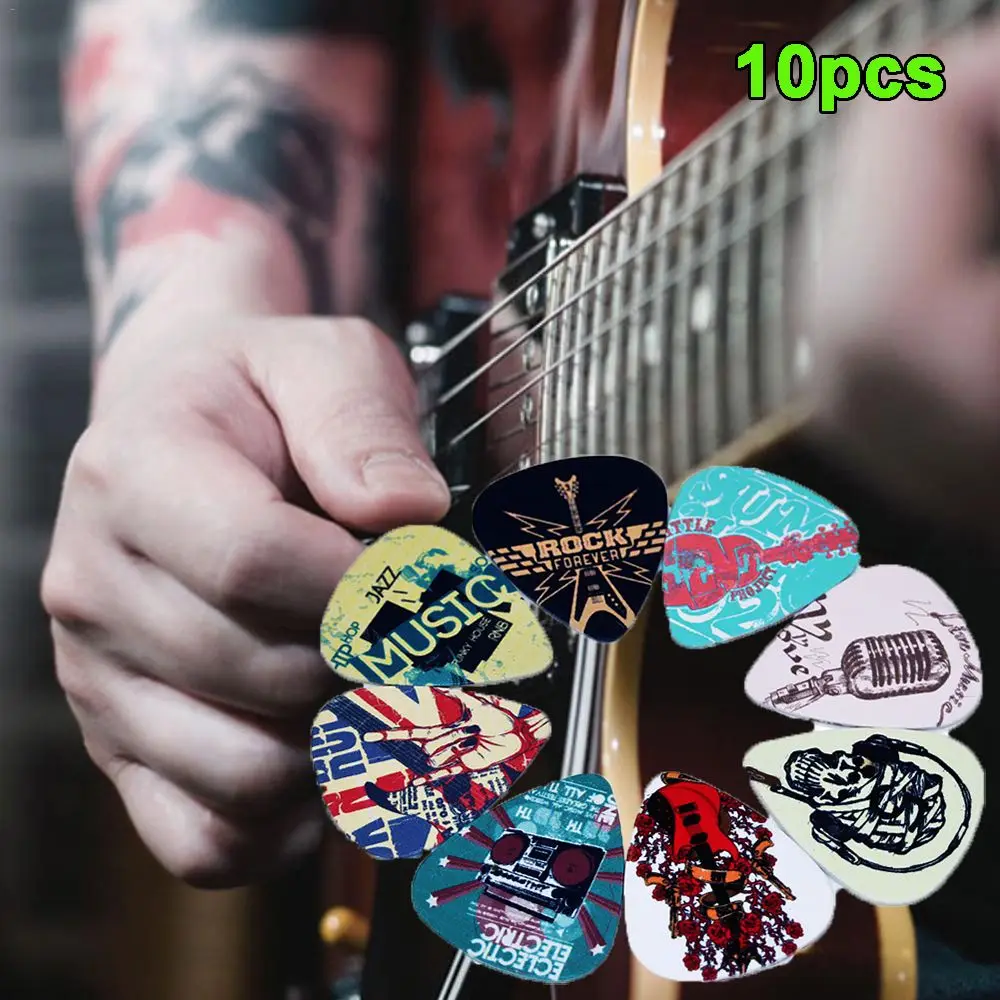 Pattern 10pcs Gestures 0.71mm Electric Rock Plectrums Shrapnel Guitar Picks Celluloid