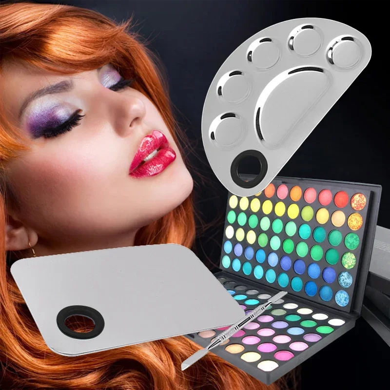1Pc Nail Art Polish Mixing Plate Stainless Steel Foundation Eyeshadow Eye Shadow Mixer Palette for Makeup Nail Art Manicure Tool