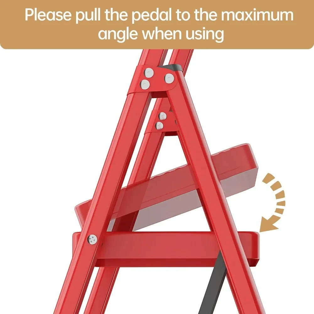 4 Step Ladder, Foldable Step Stools for Adults , Lightweight Sturdy Steel Ladder,Portable Folding Ladder for Home Kitchen Office