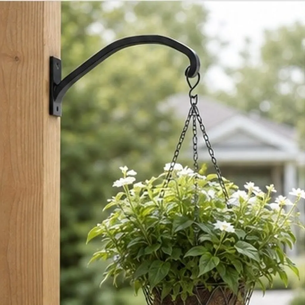 4pcs Iron Wall Hooks for Flower Pots, Plant Hangers, Lanterns & Wind Chimes – Sturdy Garden Decor Brackets