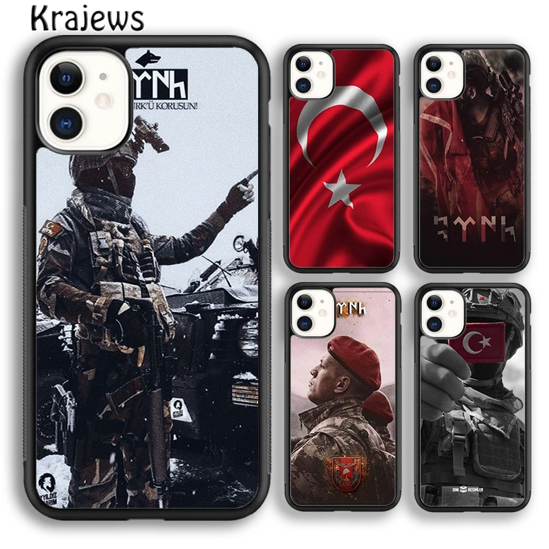 Krajews Turkish flag soldier Phone Case Cover For iPhone 16 15 SE2020 14 6 7 8 plus 11 12 13 pro max coque Shell Fundas