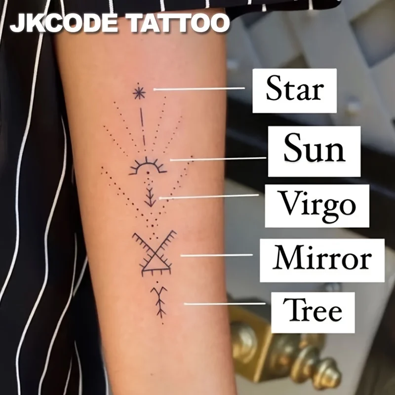Waterproof Herbal Tattoo Designs, Temporary Tattoos for Hands, Stars, Sun, Virgo, Mirrors, Trees, Waterproof Realistic Tattoos, Plant Patterns, Magic Tattoos, Can Last 1-2 Weeks, Tattoos for Women.