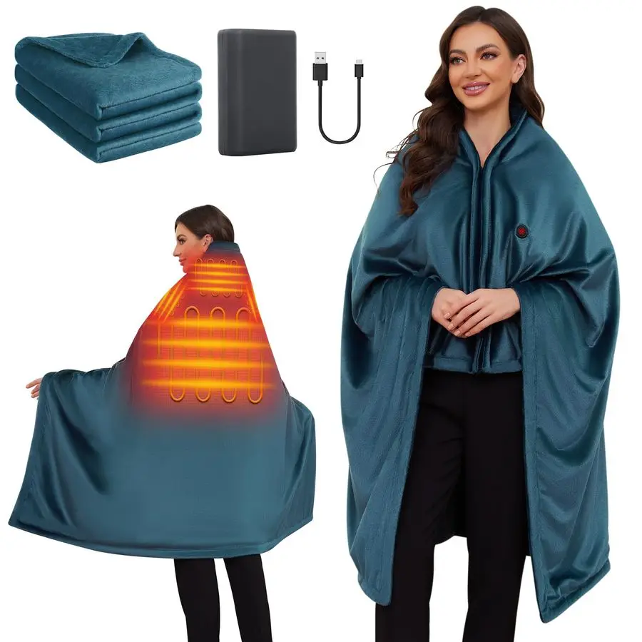 

Heated Blanket Battery Operated,20000mAh,Cordless Heated Shawl For Neck amp Shoulders And Back,Heating Throw Blanket With Zipper