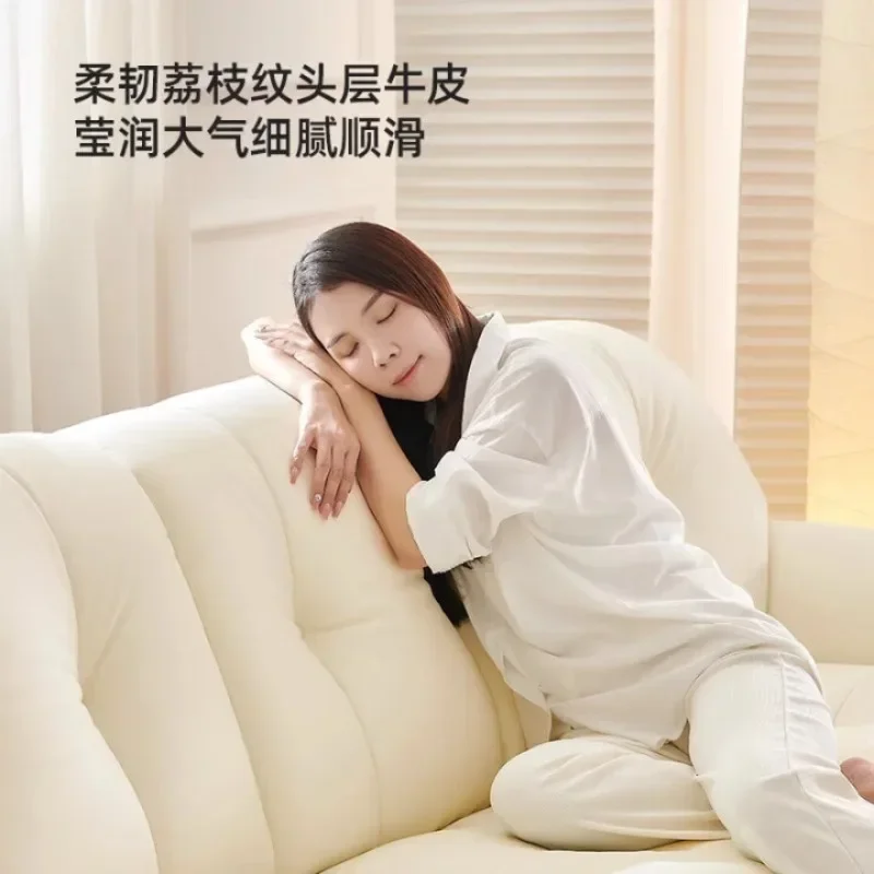 Leather sofa French cream style