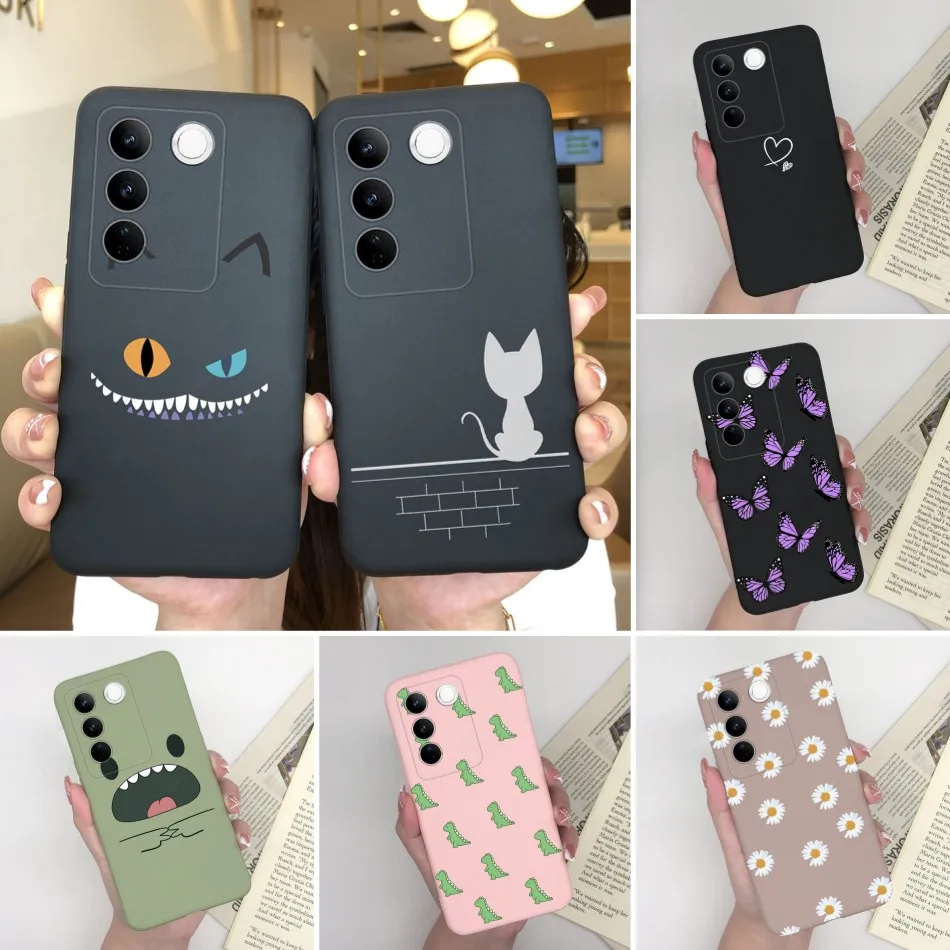 For VIVO V27E V27 V27Pro 5G Phone Case Monster Cat Silicone Matte Shockproof Back Cover For VIVOV27 V27 E V 27 Pro Capa Coque