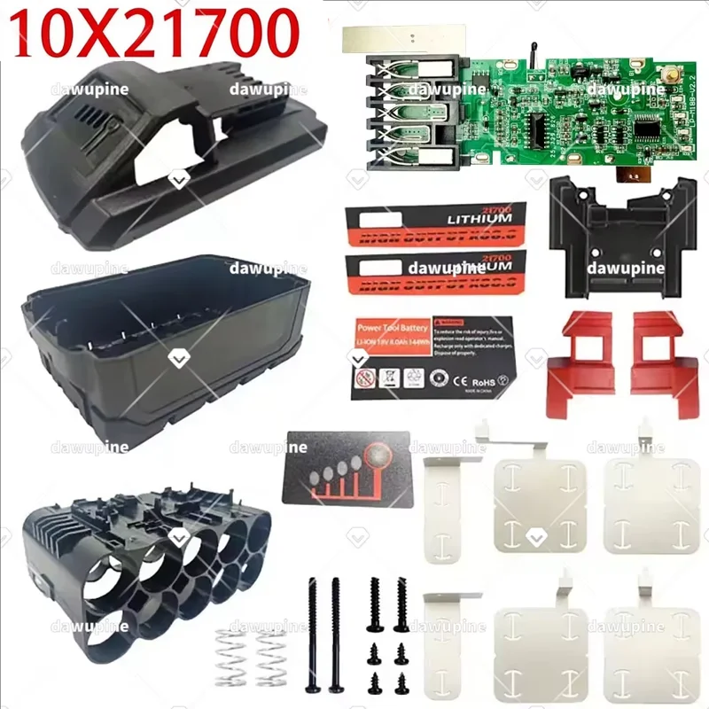 10x21700 Battery Plastic Case with PCB Charging Protection Board Box Shell for Milwaukee M18 18V 8Ah Lithium Battery Housings