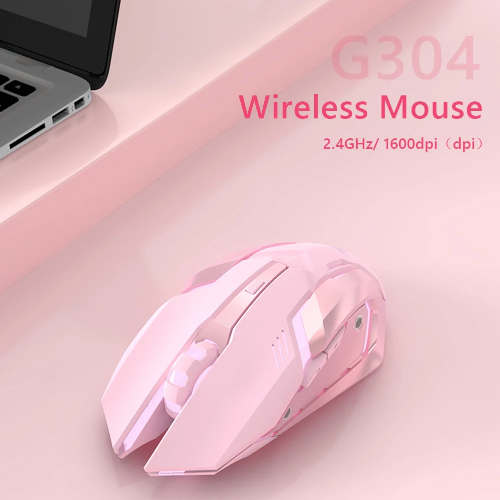 Mouse Nirkabel Ringan untuk Rumah dan Kantor, 1600dpi, 2.4GHz, USB, Tanpa Suara, untuk Gaming