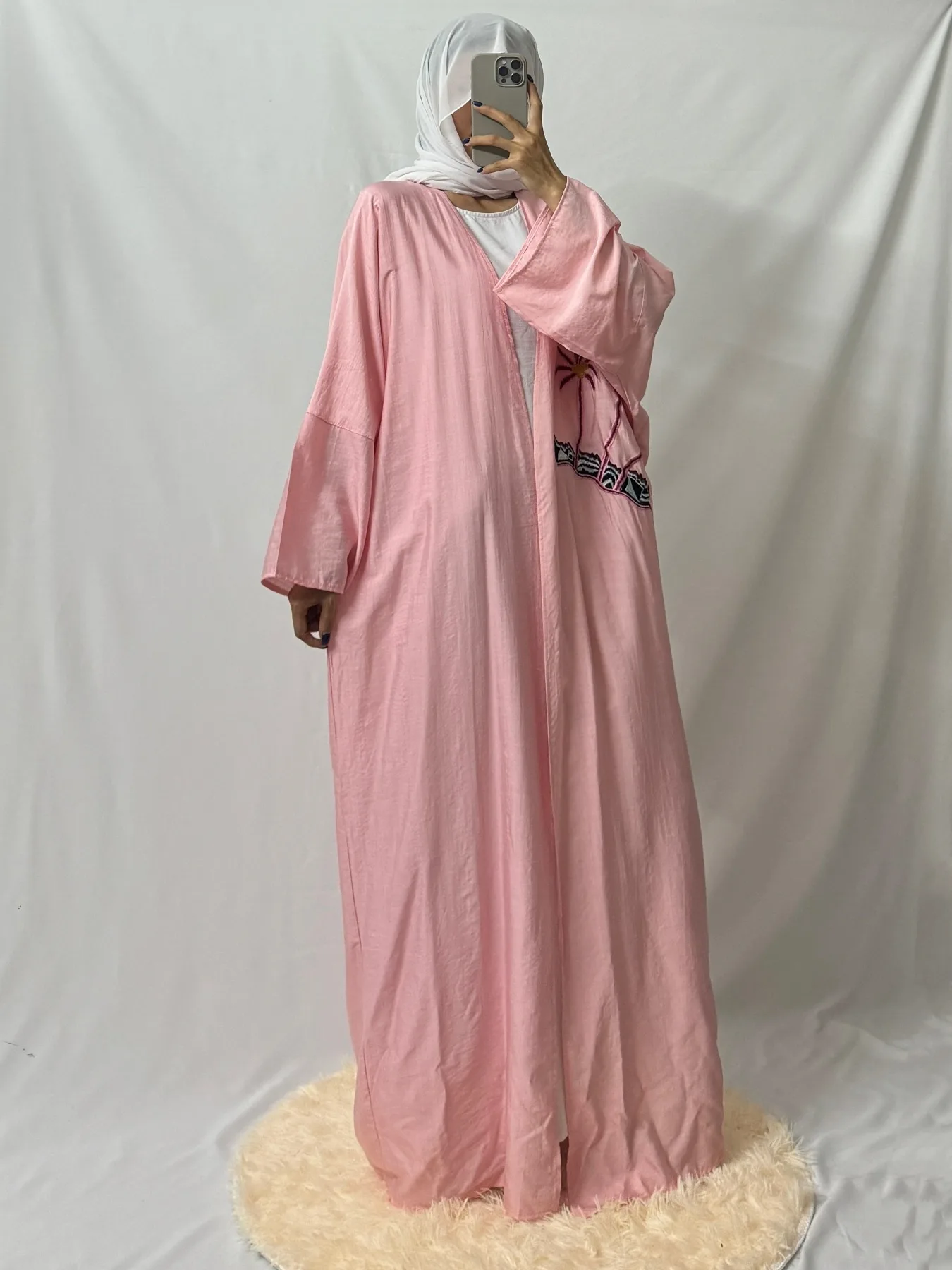 Haftowana Kaftan muzułmański otwarty przód Abayas z długim rękawem Maxi długość Ramadan modlitwa sukienka islamska odzież muzułmańska Jilbabs Kaftans