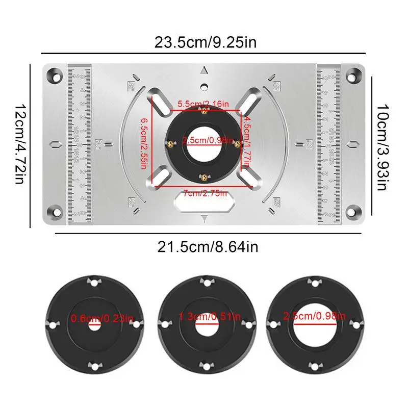 Router Table Insert Plate Woodworking Router Plate Cast-Aluminum Milling Board Engraved Rustproof Heavy-Duty For DIY Woodworking