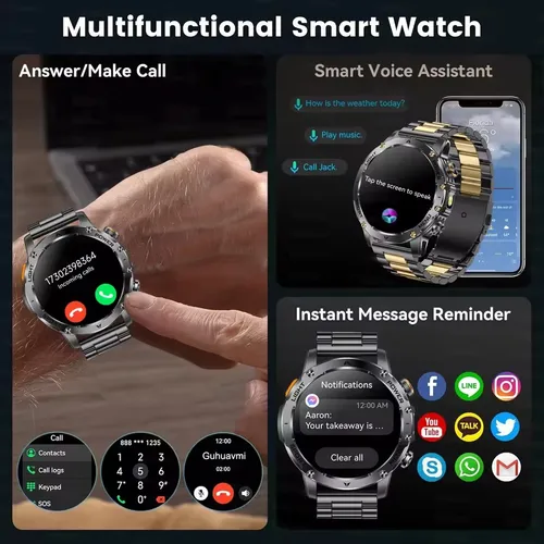 Imagen 2 del producto T-rex 3 grado militar 1000mAh batería reloj inteligente IP68 impermeable GPS Bluetooth llamada AMOLED HD hombres deportes 2025 nuevo reloj inteligente