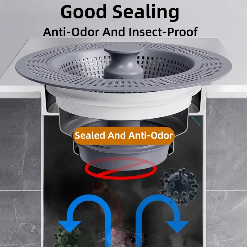 Bathroom Stainless SteelSink Drainage Filter Pop-up Leak-proof Plug Embedded Filter Detachable Filter Basket Sink Food Catcher