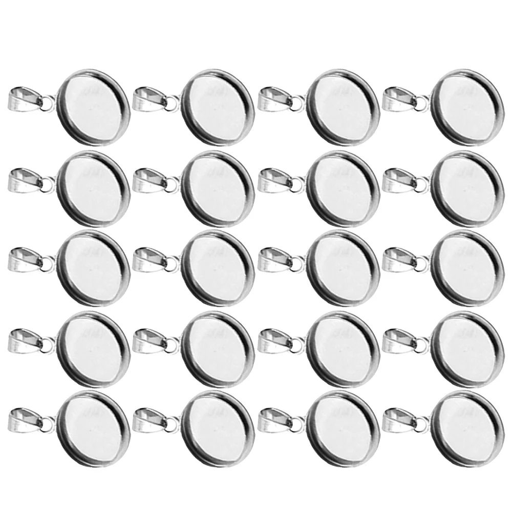 

20Pcs Stainless Steel DIY Pendant Holders Jewelry Crafting Trays for Unique Necklace Bracelet Earring Resin Projects Silver