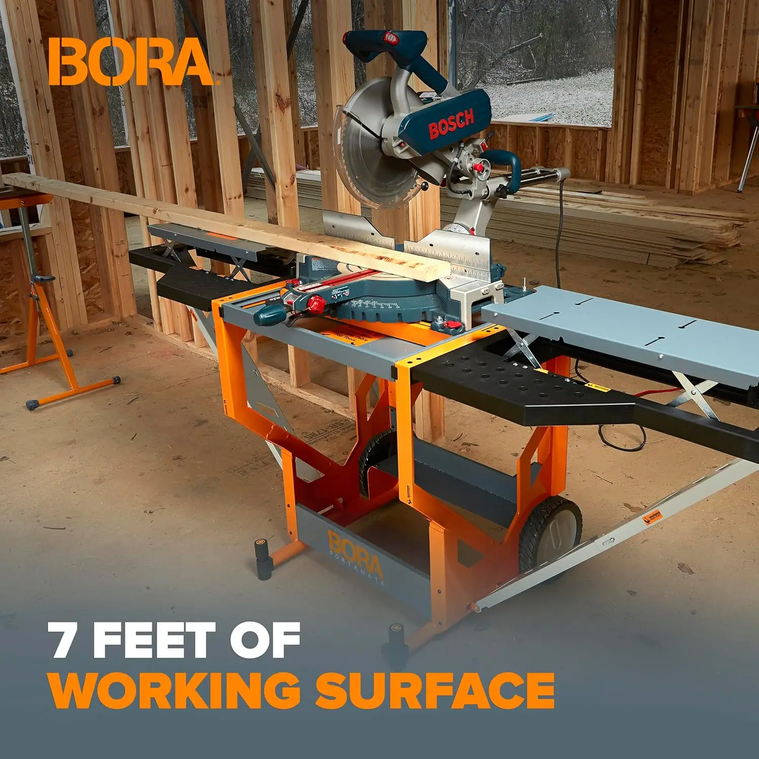 Bora Portamate Miter Saw Stand Work Station 4000 Lbs Max Weight Portable Rolling Table Saw Stand Workbench