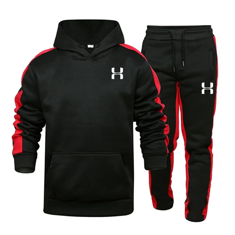 2024 Autumn Winter Popular Mens Tracksuit Hot Sales Hooded Sweatshirt+Sweatpants Suit Casual Jogging Clothing Street Sport Set