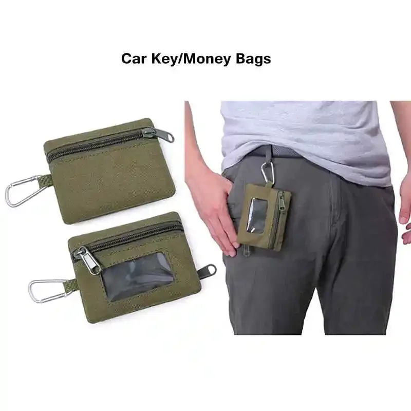Small Top Zip Coin Pouch Wallet Waterproof Portable  Zipper Bag Waist Belt HangingObservable for Camping Hiking Hunting Travel