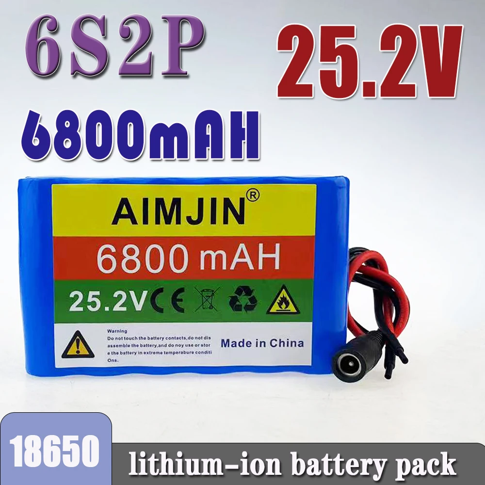 25.2 فولت 24 فولت 6S2P 6800 مللي أمبير 18650 بطارية ليثيوم حزمة 24 فولت مع BMS لمكبرات الصوت أضواء الصيد الليلية إمدادات الطاقة الخارجية الخ