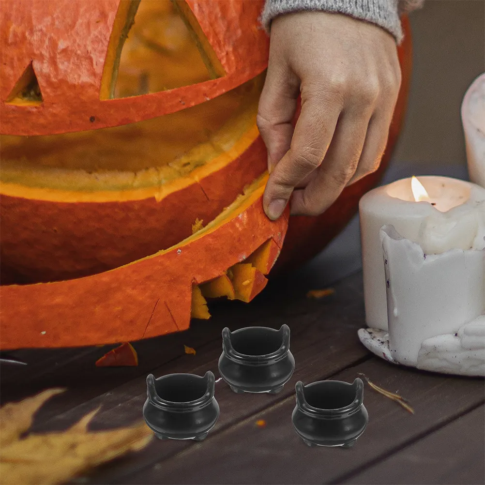 

Набор из 48 миниатюрных ведьминских котелков для декора микроландшафта, аксессуары для кукольного домика на Хэллоуин, мини-декор в виде котелков, черные, очень маленькие