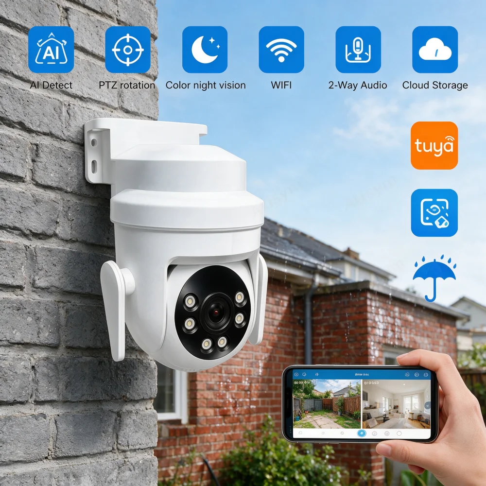 WiFi PTZ Camera Outdoor Wireless Solar IP Camera 3MP HD Built-in Battery Video Trail Hunting  Camera Long Time Standby ICsee APP