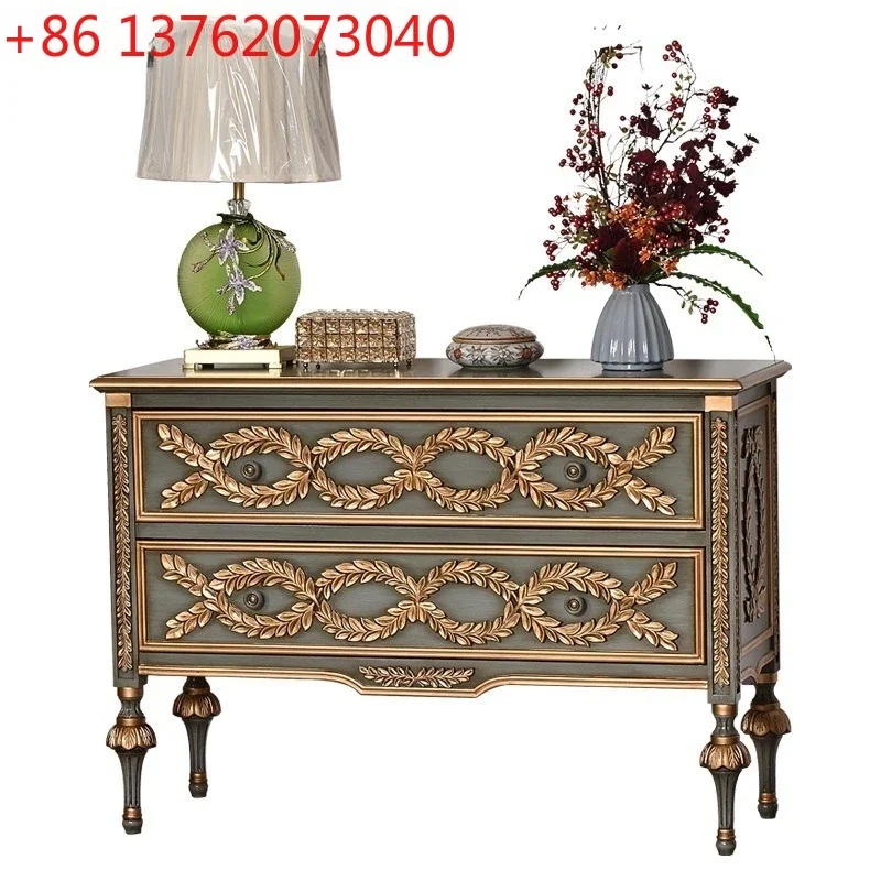 American retro solid wood porch cabinet, rural style old side cabinet, living room partition storage locker