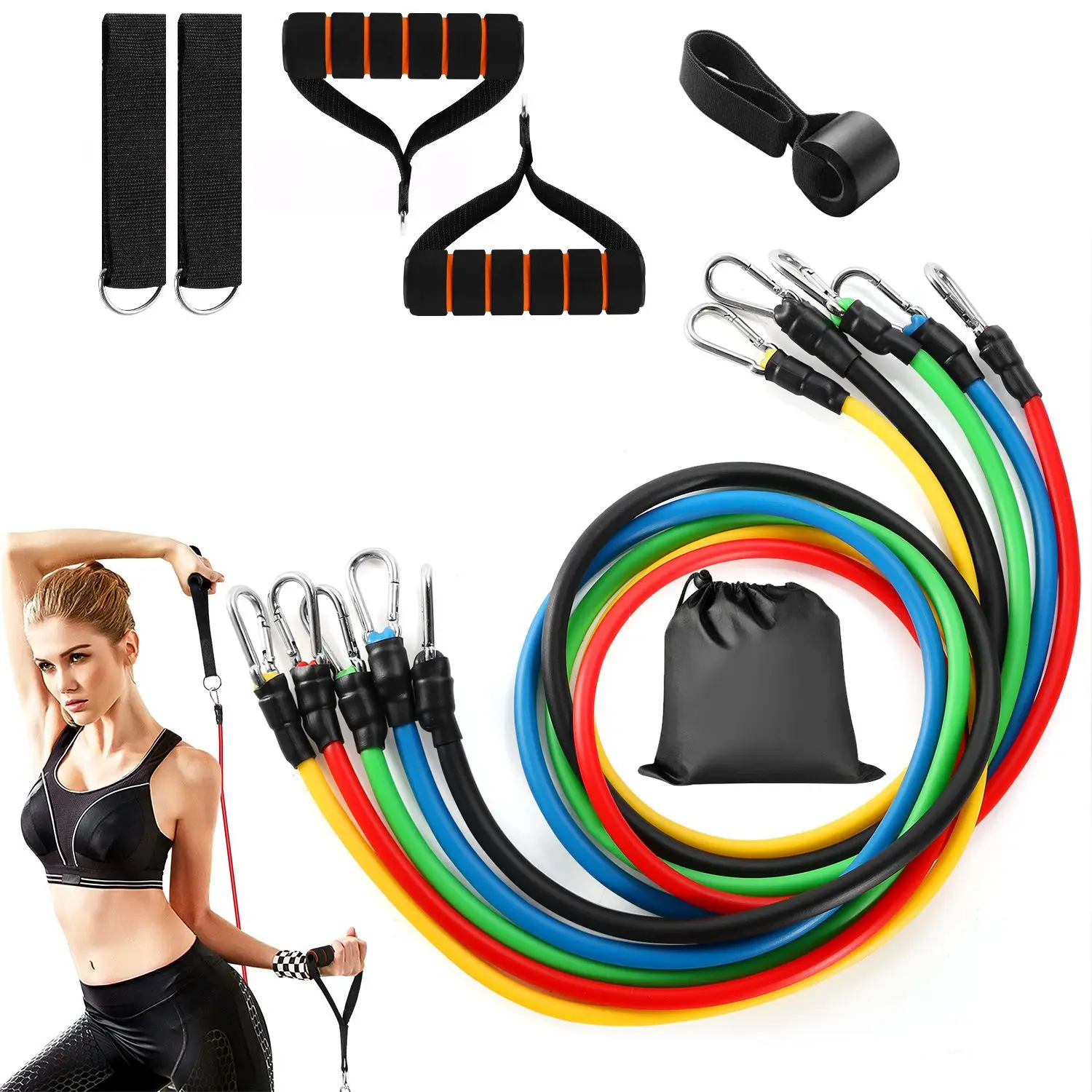 

11pcs tension belt kit fitness strap max 100 lbs ankle strap with door anchor handle ankle strap Yoga Yoga Pilates