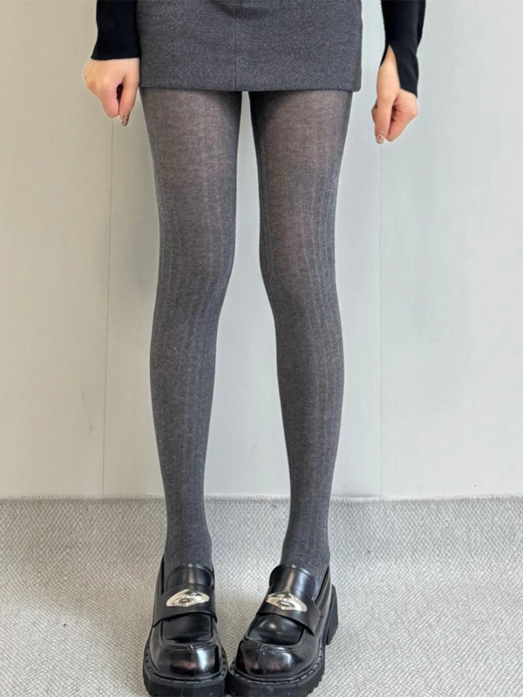 

Miu Sle Классические универсальные хлопковые широкие полосатые полупрозрачные тонкие штаны с базовым слоем, леггинсы для похудения, правильные ...