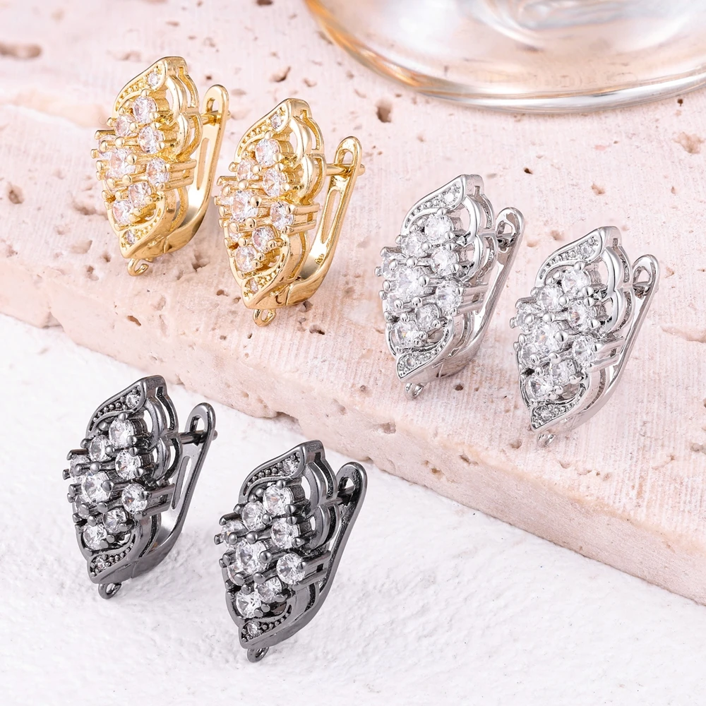 Juya 수제 장식 CZ 기본 패스너 후크 귀걸이 잠금 액세서리 DIY 럭셔리 여성 매달려 매력 귀걸이 만들기
