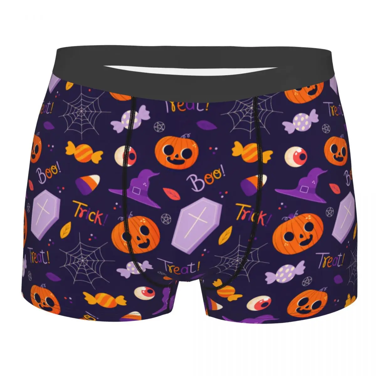 

Нижнее белье с ярким узором тыквы на Хэллоуин, мужские сексуальные трусы-боксеры с принтом, шорты, дышащие трусы