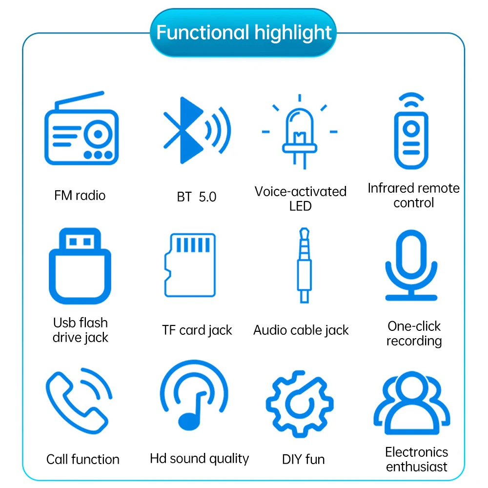 لتقوم بها بنفسك طقم راديو FM 87.5-108 ميجا هرتز مكبر صوت بخاصية البلوتوث مع عرض الطيف أجزاء ممارسة اللحام الإلكترونية وشملت