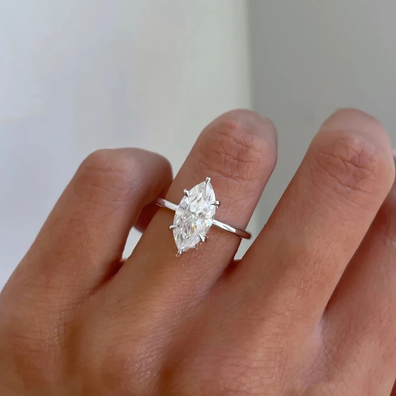 GRA 2CT ريال ماركيز مويسانيتي الماس خواتم الخطبة الزفاف للنساء 925 فضة فاخر الأحجار الكريمة غرامة مجوهرات