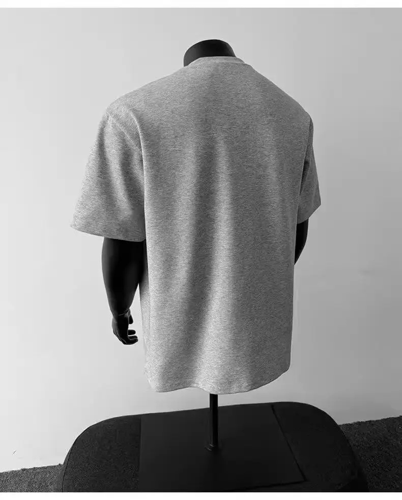 Men's T-shirt Short-sleeve Korean Minimalist Summer New Fashion 3D Round-neck Trendy Versatile Kpop Mens Clothing White T Shirt