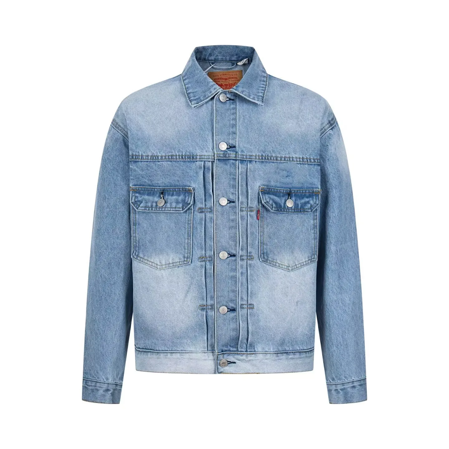 

Waed American Sle Workwear Jaet And Jeans Set with Embroidered Letter Logo Men's Stand Fit Long Sve Coat