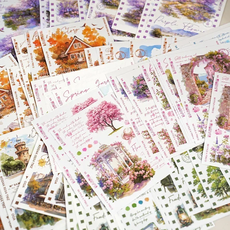 

20 Sheets/pack Travel Film INS Style Landscaping Scrapbook Junk Journal Material Decorative Collage Washi/craft Paper Stickers