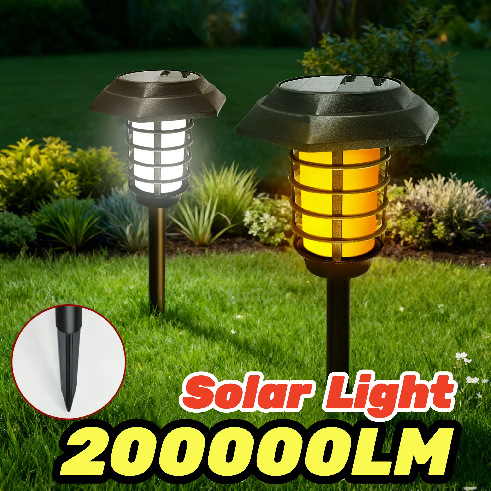 

Новый солнечный светодиодный садовый светильник, уличный газон, двойной источник света, светодиодный водонепроницаемый пейзажный декоративный светильник, светильник для кемпинга, свадебная вечеринка