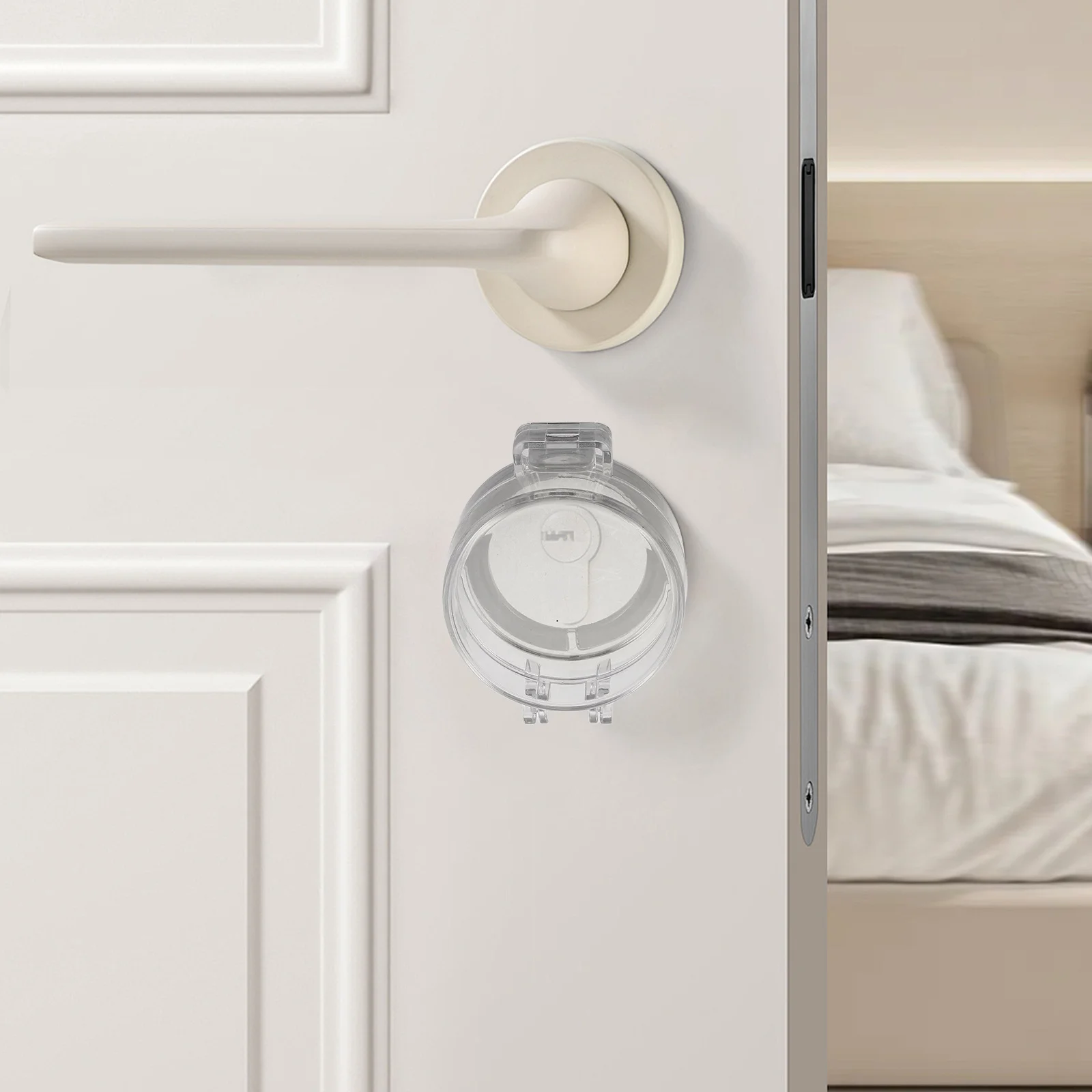 

3pcs Child Safety Door Lock Protector Anti-Rebound Cover For Baby Proofing Transparent Push Button Guard For Electronic Digital