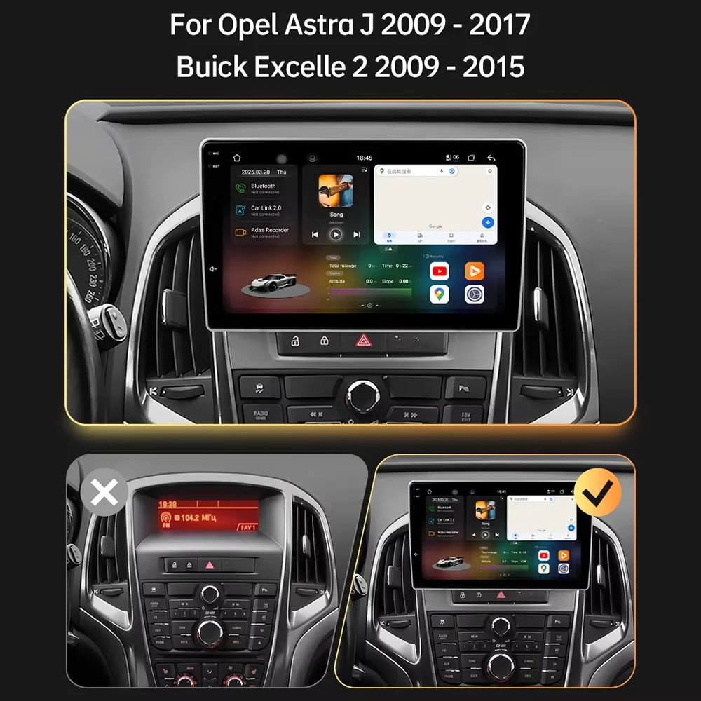 Android 16 For Opel Astra J 2009-2017 Buick Excelle 2 2009-2015 2K Carplay 4G WIFI Auto Radio Car Multimedia Player Stereo GPS