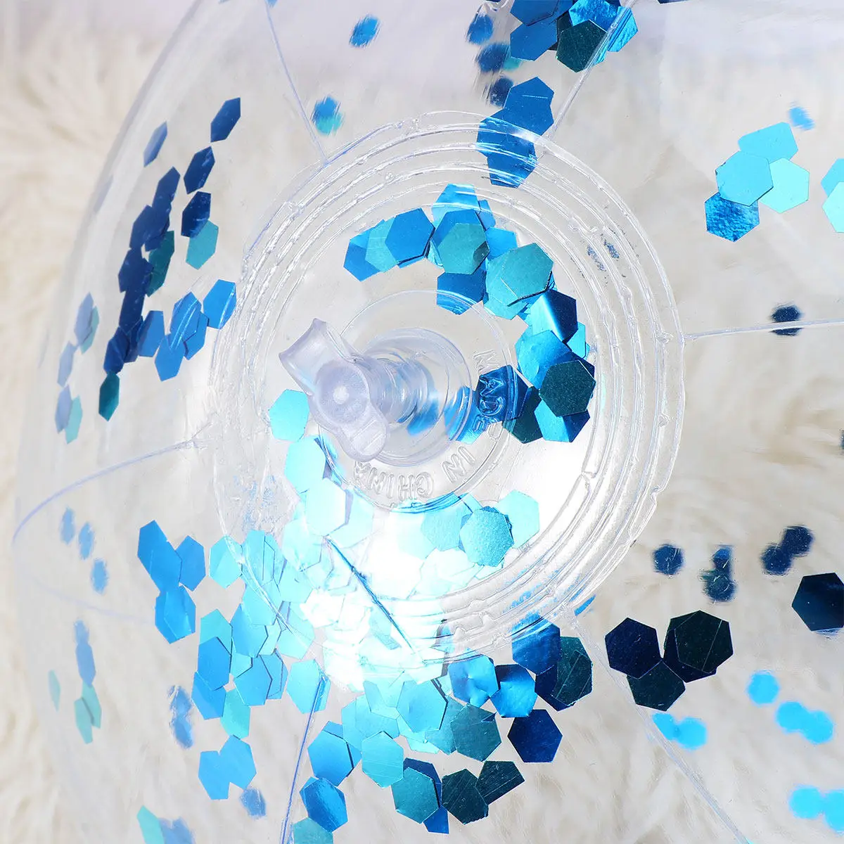 

2Pcs Sequin Inflatable Ball Glitter Beach Pool Play Transparent Photo Props Blue Durable Easy Inflate Outdoor Indoor Sports Fun