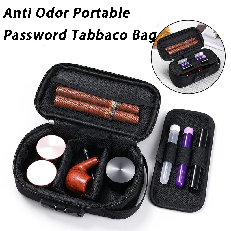 Smell Proof Bag with Combination Lock, Portable Odor Resistant Storage Case with Detachable Dividers for Smoking Accessories