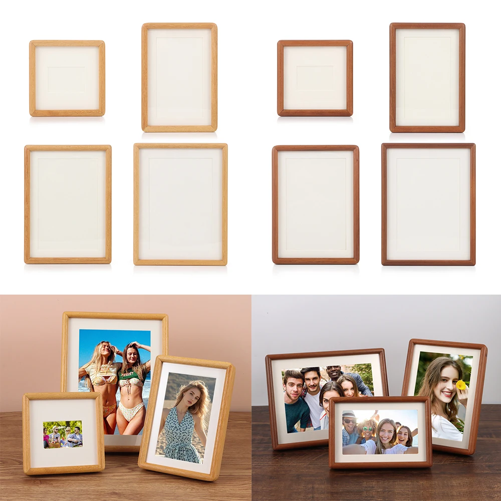 New 6/7/8 Inch Black Walnut Photo Frame Simple Handmade Mortise Tenon Photo Frame Real Wooden Display Photo Frame