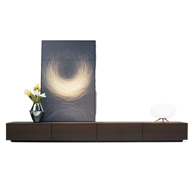 

Italian minimalist smoky color TV cabinet modern living room floor high-end coffee table