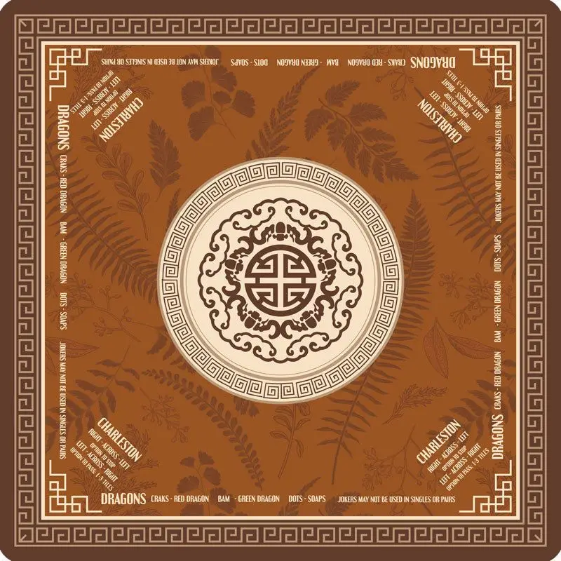 Traditional Chinese Retro Fern Pattern Mahjong Table Mat Anti-Slip for Card Game Table Playing Room Home Decor Mahjong Night