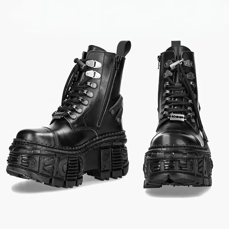 

2026 New Thick Soled High Top Motorcycle Bulldozer Men's Boots Women's High Top Boots 35-45