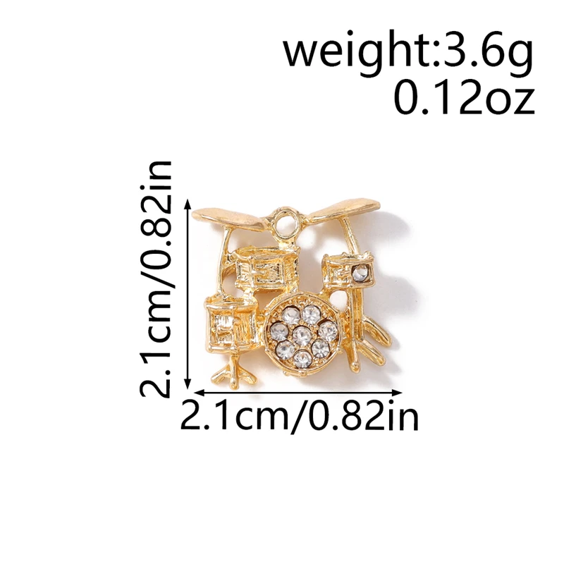 20pcs Cute Crystal Alloy Musical Drum Set Charms Pendants for Making Necklaces Earrings Bracelets DIY Crafts Jewelry Accessories